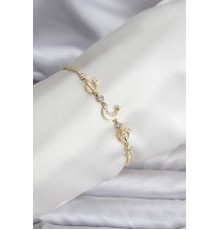 Charmlı Model Zirkon Taşlı Gold Renk Su Yolu Kadın Bileklik