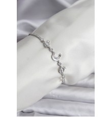 Charmlı Model Zirkon Taşlı Gümüş Renk Su Yolu Kadın Bileklik