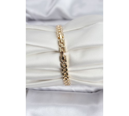 14K Gold Renk Kaplama Zirkon Kare Taşlı CM Kadın Bileklik