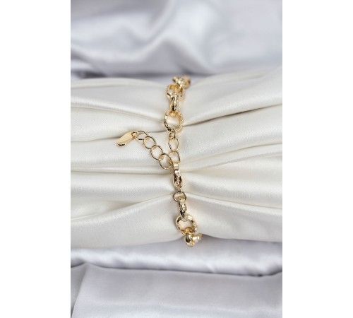 14K Gold Renk Kaplama Lazerli Zincir Model CM Kadın Bileklik