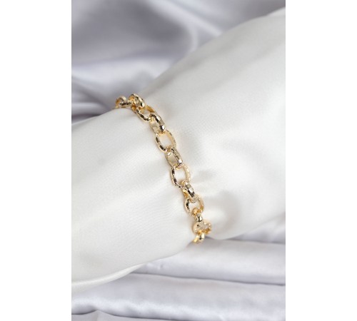 14K Gold Renk Kaplama Lazerli Zincir Model CM Kadın Bileklik