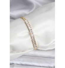 14K Gold Renk Kaplama Zirkon Taşlı Baget Model CM Kadın Bileklik