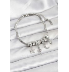 Pirinç Gümüş Renk Yılan Charmlı Kadın Bileklik