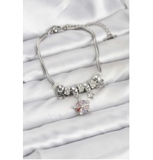 Pirinç Gümüş Renk Renkli Yıldız Charmlı Kadın Bileklik