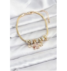 Pirinç Gold Renk Renkli Yıldız Charmlı Kadın Bileklik