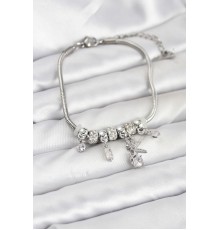 Pirinç Gümüş Renk Tinkerbell Charmlı Kadın Bileklik