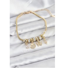 Pirinç Gold Renk Kelebek Charmlı Kadın Bileklik