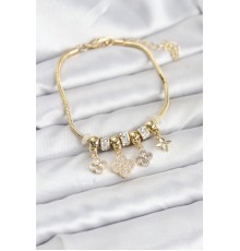 Pirinç Gold Renk Yonca Model Kadın Bileklik