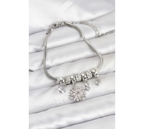 Kutup Yıldızı Model Charmlı Gümüş Renk Kadın Bileklik