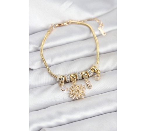 Kutup Yıldızı Model Charmlı Gold Renk Kadın Bileklik