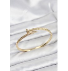 Pirinç Gold Renk Zirkon Taşlı Çivi Model Kadın Kelepçe Bileklik