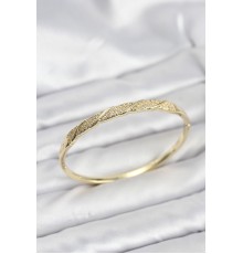 Pirinç Gold Renk Zirkon Taşlı Model Kadın Kelepçe Bileklik