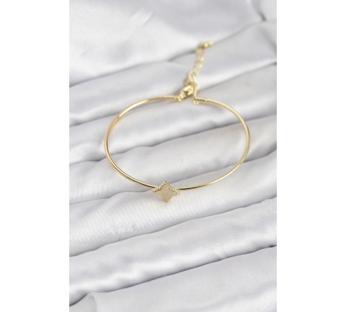 Gold Renk Pirinç Köşeli Yonca Model Kadın Bileklik