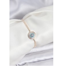 Gold Renk Nazar Model Zirkon Taşlı Asansörlü Su Yolu Bileklik