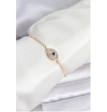 Göz Model Zirkon Taşlı Gold Renk Asansörlü Su Yolu Bileklik