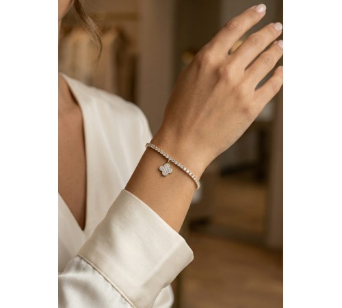 Yonca Model Zirkon Taşlı Gold Renk Asansörlü Su Yolu Bileklik