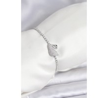 Kuğu Model Zirkon Taşlı Gümüş Renk Asansörlü Su Yolu Bileklik