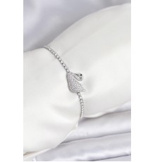 Kuğu Model Zirkon Taşlı Gümüş Renk Asansörlü Su Yolu Bileklik