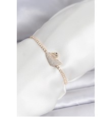 Kuğu Model Zirkon Taşlı Gold Renk Asansörlü Su Yolu Bileklik