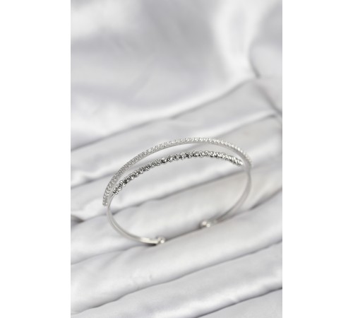 Dorika Model Pirinç Gümüş Renk Kadın Bileklik