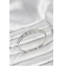 Çiçek Model Pirinç Gümüş Renk Kadın Bileklik