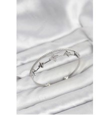 Pirinç Gümüş Renk Çiçek Model Kadın Bileklik