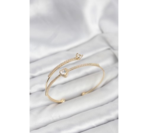 Kalp Model Pirinç Gold Renk Kadın Bileklik