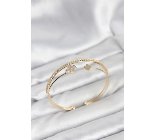 Yonca Model Pirinç Gold Renk Kadın Bileklik