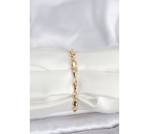 Pirinç Gold Renk VIP Seri Kemik Model Zirkon Taşlı Kadın Bileklik