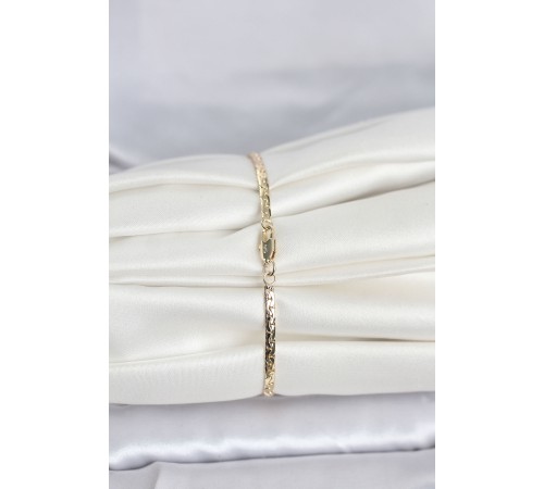 CM 14K Gold Renk Yassı Ezme Zincir Model Kadın Bileklik