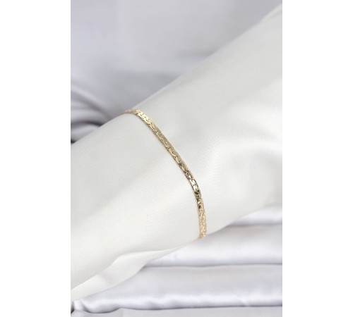 CM 14K Gold Renk Yassı Ezme Zincir Model Kadın Bileklik