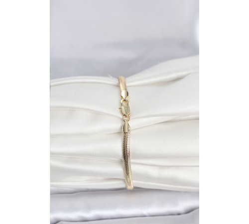 CM 14K Gold Renk Yassı Yılan Zincir Model Kadın Bileklik