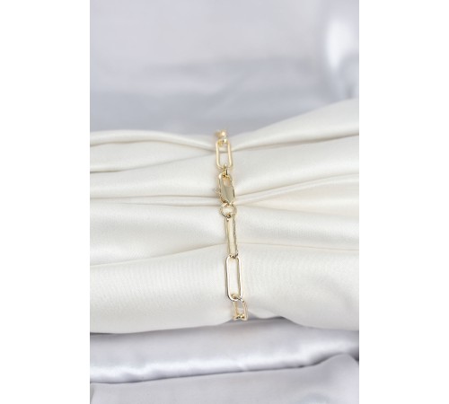 CM 14K Gold Renk Kalın Ataç Zincir Model Kadın Bileklik