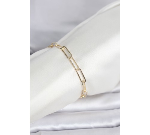 CM 14K Gold Renk Kalın Ataç Zincir Model Kadın Bileklik