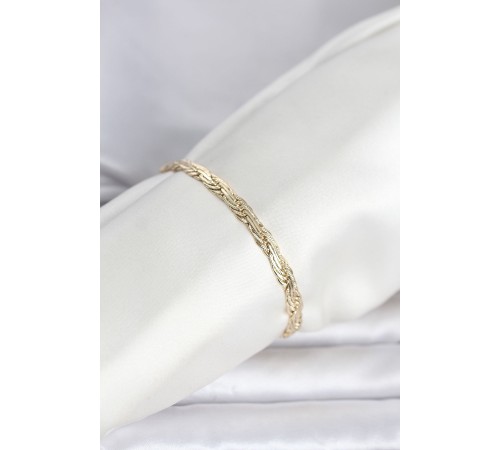 CM 14K Gold Renk Ezme Sarmal Zincir Model Kadın Bileklik