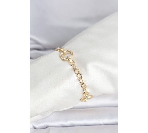 CM 14K Gold Renk Lazerli Halka Model Kadın Bileklik