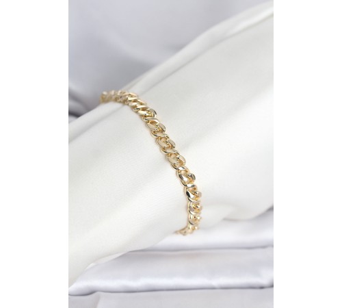 CM 14K Gold Renk Yassı Zincir Model Kadın Bileklik