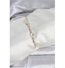 Baget Zirkon Taşlı Çiçek Model Gold Renk Asansörlü Kadın Bileklik