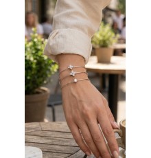 Zirkon Taşlı Gümüş Renk Yonca Model 3'lü Kadın Bileklik Kombini