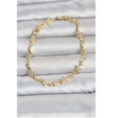 Pirinç Gold Renk Zirkon Taşlı Ay ve Yıldız Model Kadın Bileklik