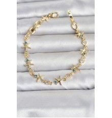 Pirinç Gold Renk Sıralı Deniz Yıldızı Model Kadın Bileklik