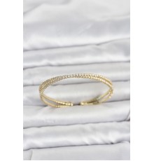 Pirinç Gold Renk Zirkon Taşlı Çapraz Model Kadın Bileklik