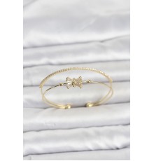 Pirinç Gold Renk Baget Zirkon Taşlı Objeli Kadın Bileklik