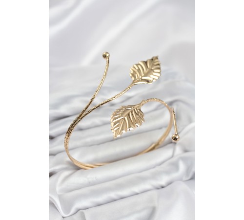 Pazu Bileklik Gold Renk Pirinç Yaprak Model