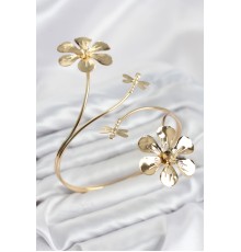 Pazu Bileklik Gold Renk Pirinç Çiçek Model