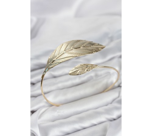 Pazu Bileklik Gold Renk Pirinç Yaprak Model