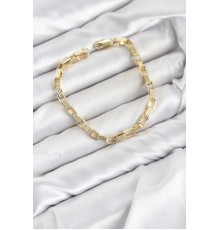 CM Kare Halka Model Gold Renk Pirinç Kadın Bileklik