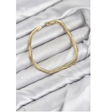 CM Yassı Yılan Zincir Model Gold Renk Pirinç Kadın Bileklik