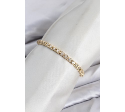 CM Model Zirkon Taşlı VIP Seri Gold Renk Pirinç Kadın Bileklik