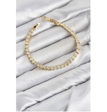 CM Şerit Model Zirkon Taşlı VIP Seri Gold Renk Pirinç Kadın Bileklik